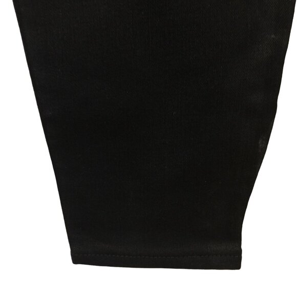 Vineyard Vines Ladies Size 12 Jet Black Sheen Coated Denim Jeans Zip Ankle - Picture 4 of 7